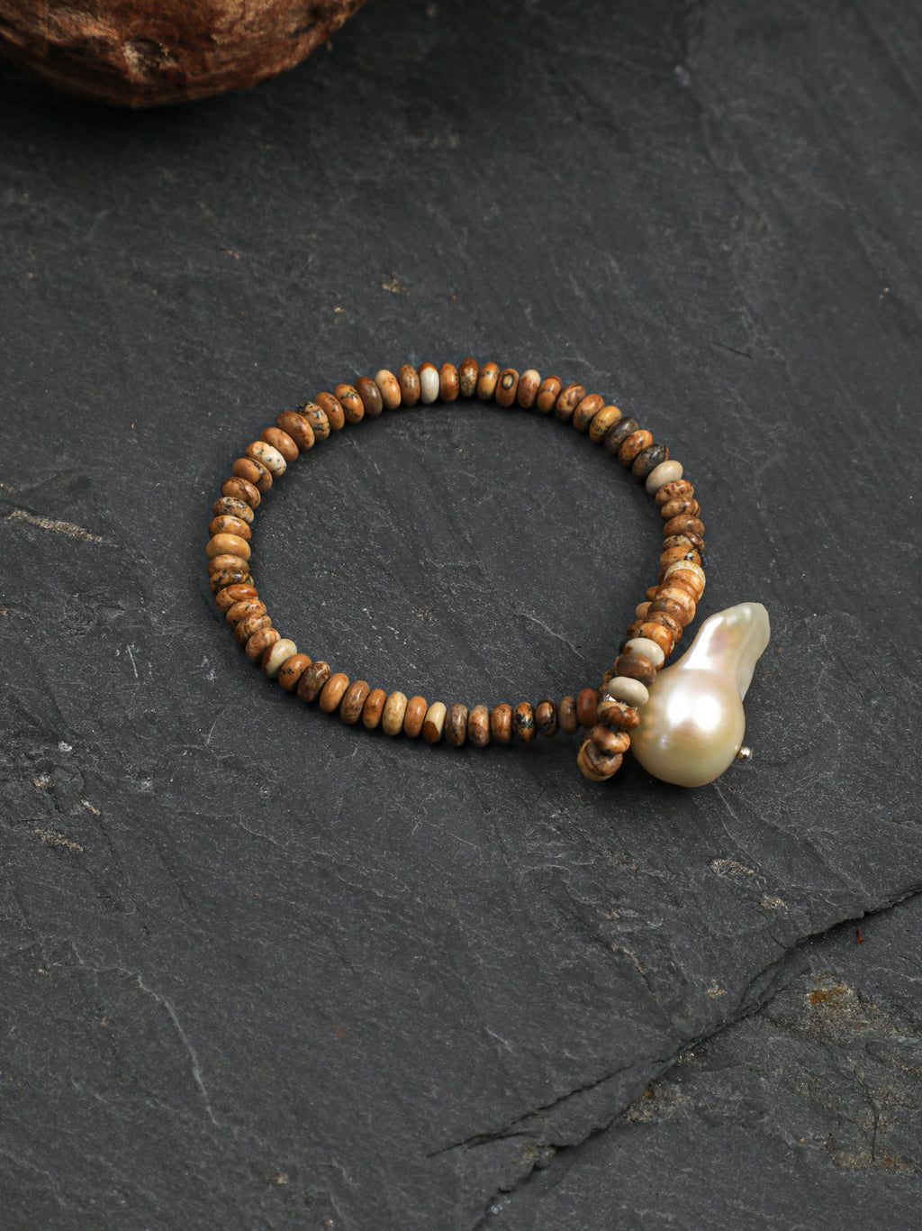 Raw Stone Baroque Pearl Bracelet — phoenix stone, egg yolk stone, lapis lazuli, turquoi... | SENLORE