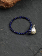 Raw Stone Baroque Pearl Bracelet — phoenix stone, egg yolk stone, lapis lazuli, turquoi... | SENLORE