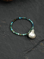 Raw Stone Baroque Pearl Bracelet — phoenix stone, egg yolk stone, lapis lazuli, turquoi... | SENLORE