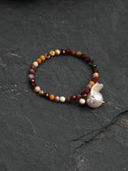 Raw Stone Baroque Pearl Bracelet — phoenix stone, egg yolk stone, lapis lazuli, turquoi... | SENLORE
