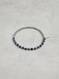Blue Vein Grey Pearl Bracelet — blue-vein stone knotted bead & grey freshwater seed pearl & S925 Sterling Silver | SENLORE