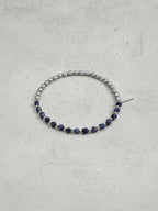 Blue Vein Grey Pearl Bracelet — blue-vein stone knotted bead & grey freshwater seed pearl & S925 Sterling Silver | SENLORE