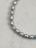 Blue Vein Grey Pearl Bracelet — blue-vein stone knotted bead & grey freshwater seed pearl & S925 Sterling Silver | SENLORE