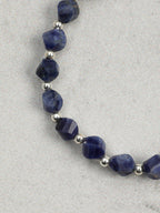 Blue Vein Grey Pearl Bracelet — blue-vein stone knotted bead & grey freshwater seed pearl & S925 Sterling Silver | SENLORE