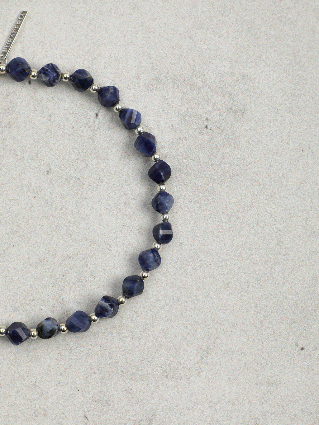 Blue Vein Grey Pearl Bracelet — blue-vein stone knotted bead & grey freshwater seed pearl & S925 Sterling Silver | SENLORE
