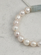 Blue Sandstone Barrel Pearl Bracelet — freshwater pearl, blue sandstone, sterling silver tw... | SENLORE