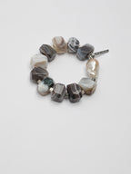 Persian Agate Baroque Pearl Bracelet — Persian agate freeform, 大巴洛克珍珠, sterling silver logo... | SENLORE