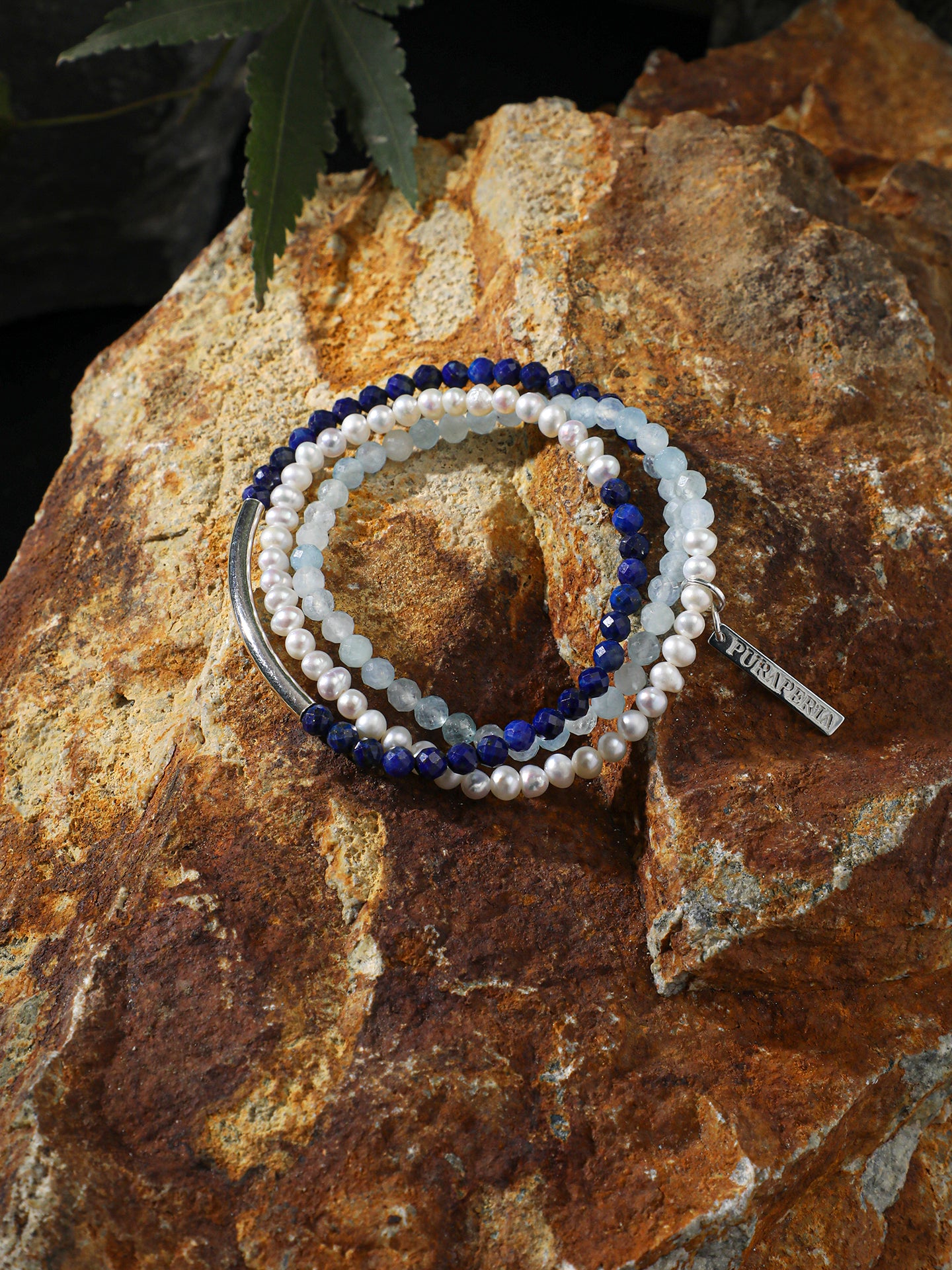 Daughter of the Sea Pearl Bracelet — freshwater seed pearls, aquamarine, lapis lazul... | SENLORE