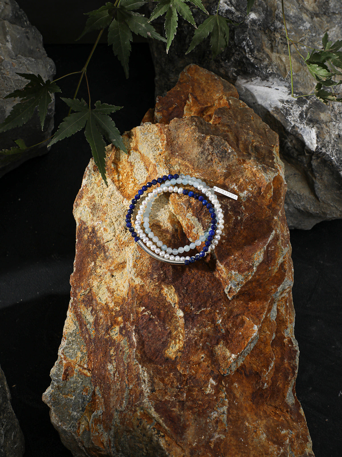 Daughter of the Sea Pearl Bracelet — freshwater seed pearls, aquamarine, lapis lazul... | SENLORE