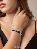 Daughter of the Sea Pearl Bracelet — freshwater seed pearls, aquamarine, lapis lazul... | SENLORE