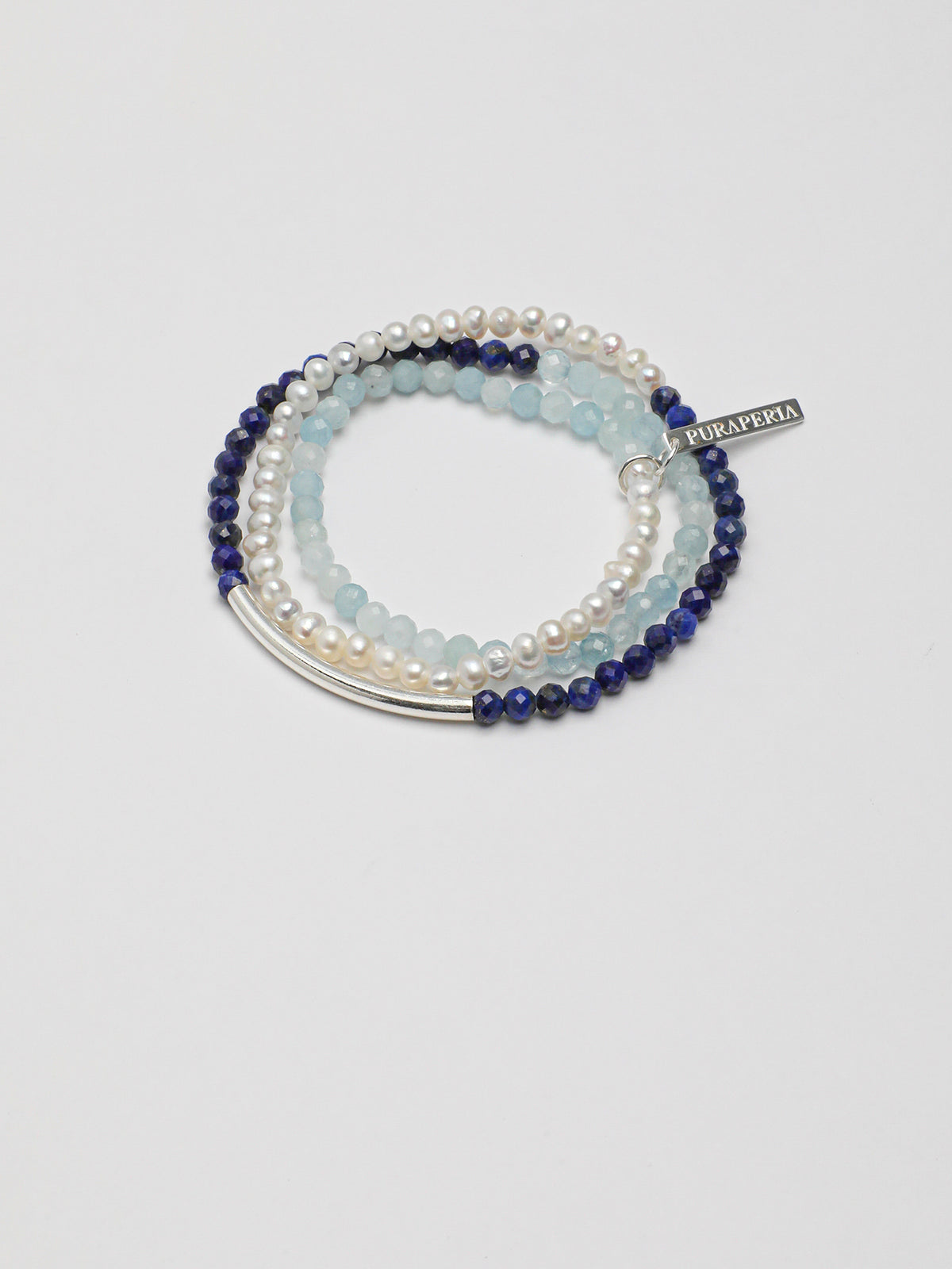Daughter of the Sea Pearl Bracelet — freshwater seed pearls, aquamarine, lapis lazul... | SENLORE
