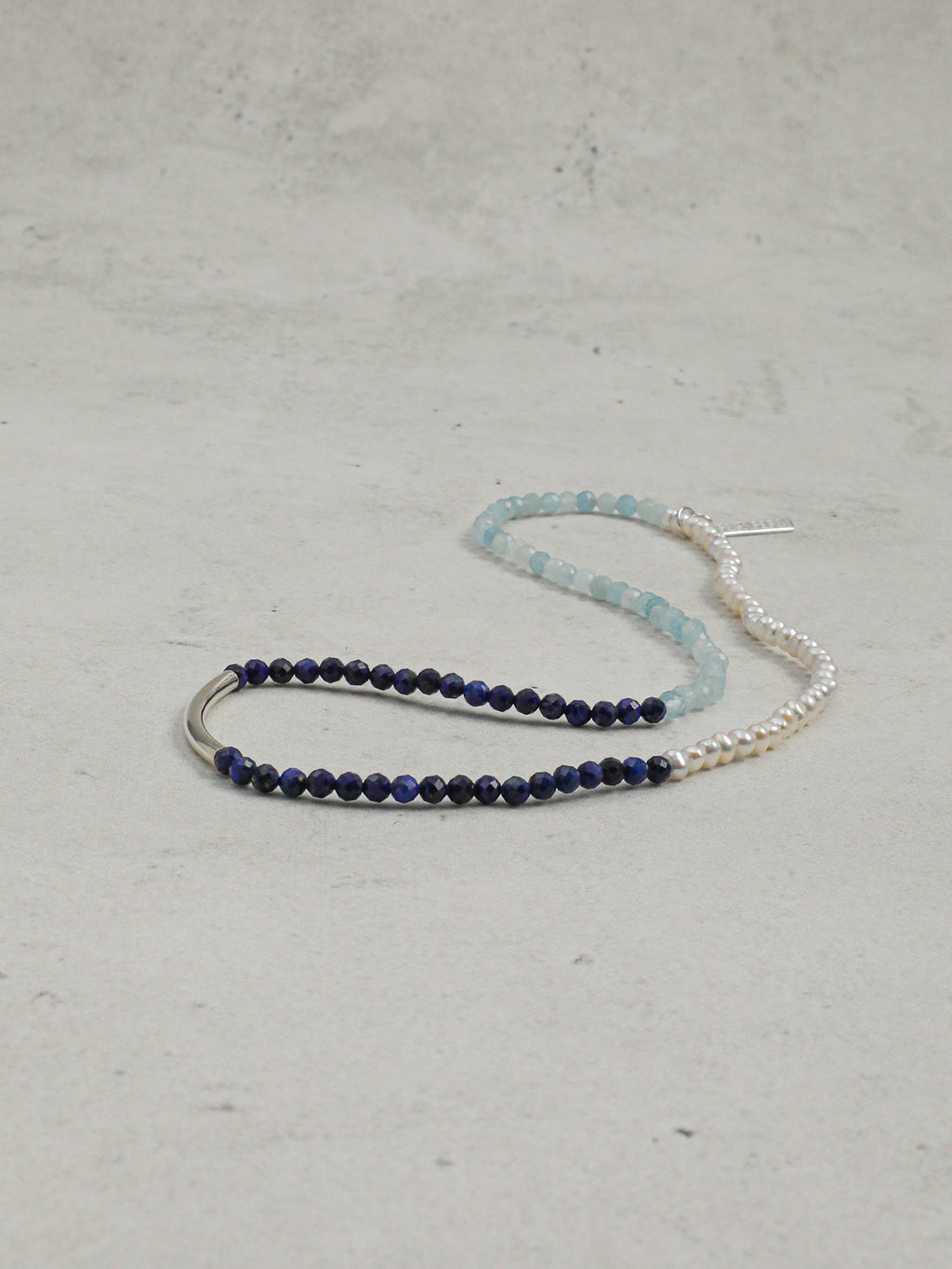 Daughter of the Sea Pearl Bracelet — freshwater seed pearls, aquamarine, lapis lazul... | SENLORE