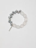 Clear Quartz Twist & Grey Pearl Bracelet — clear quartz twist beads, freshwater grey pearl, ste... | SENLORE