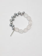 Clear Quartz Twist & Grey Pearl Bracelet — clear quartz twist beads, freshwater grey pearl, ste... | SENLORE