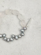 Clear Quartz Twist & Grey Pearl Bracelet — clear quartz twist beads, freshwater grey pearl, ste... | SENLORE