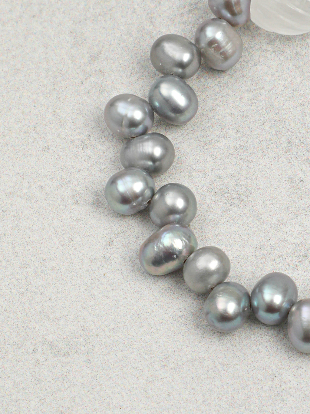Clear Quartz Twist & Grey Pearl Bracelet — clear quartz twist beads, freshwater grey pearl, ste... | SENLORE