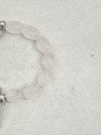 Clear Quartz Twist & Grey Pearl Bracelet — clear quartz twist beads, freshwater grey pearl, ste... | SENLORE