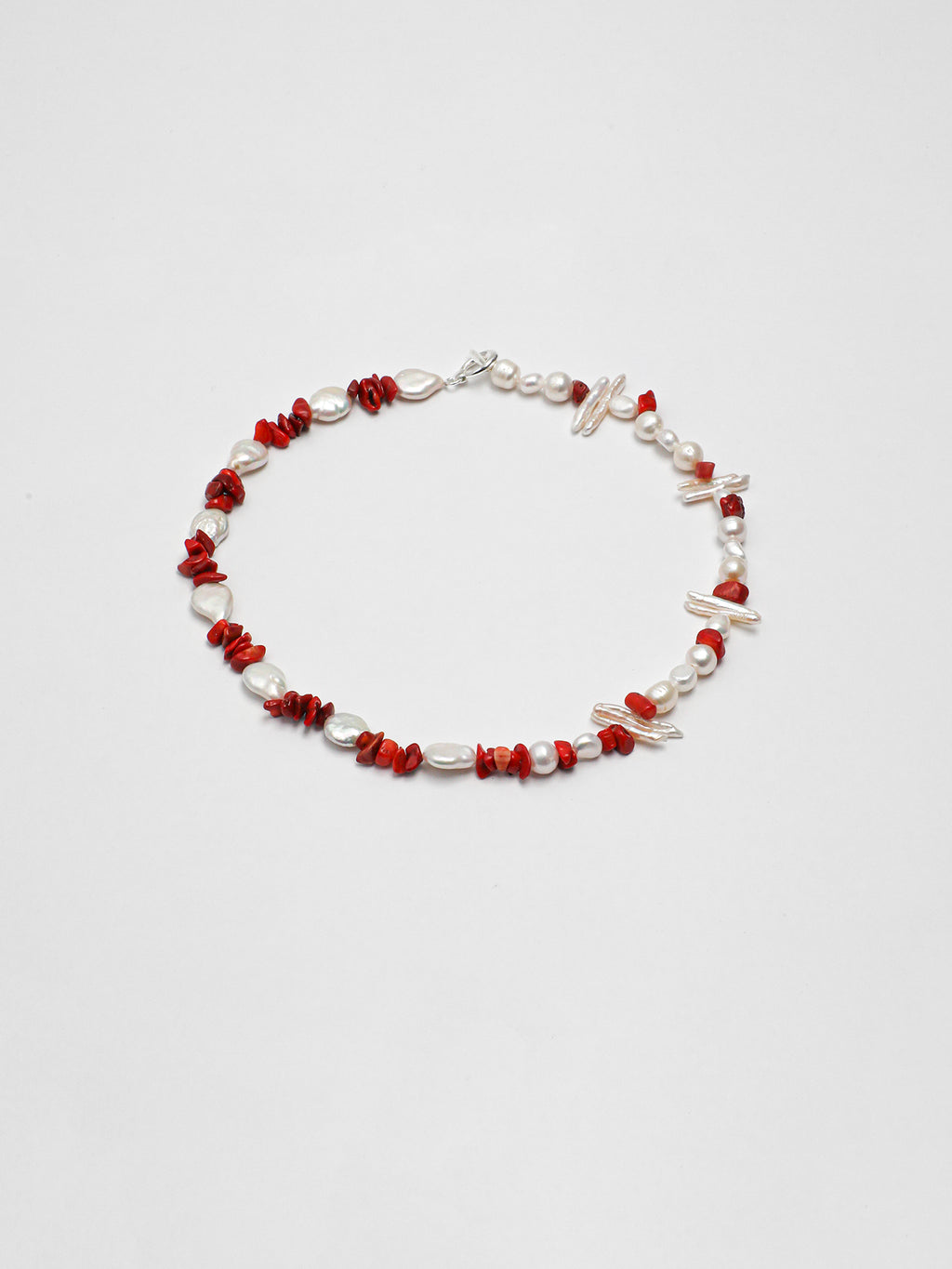 Red Romance Baroque Pearl Necklace — red agate chips, baroque pearls, natural freshw... | SENLORE