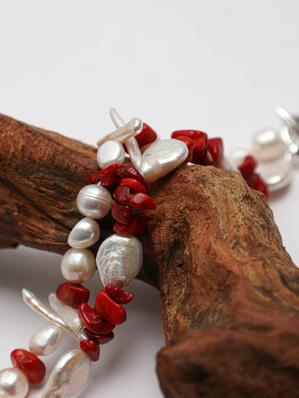 Red Romance Baroque Pearl Necklace — red agate chips, baroque pearls, natural freshw... | SENLORE