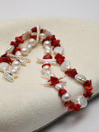 Red Romance Baroque Pearl Necklace — red agate chips, baroque pearls, natural freshw... | SENLORE