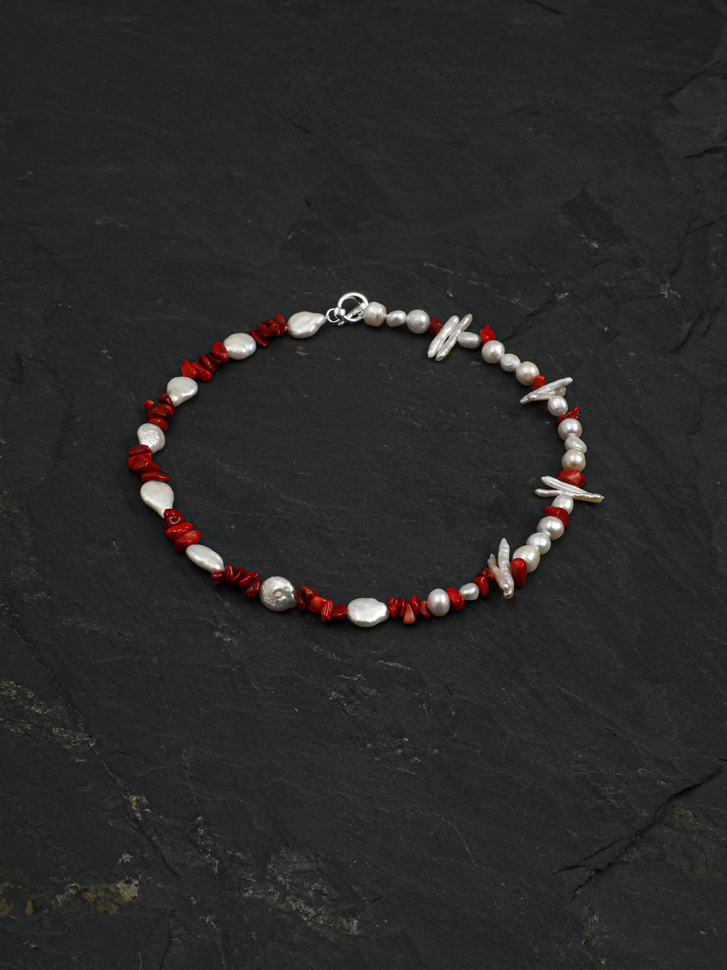 Red Romance Baroque Pearl Necklace — red agate chips, baroque pearls, natural freshw... | SENLORE