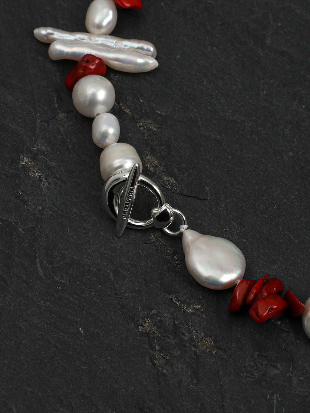 Red Romance Baroque Pearl Necklace — red agate chips, baroque pearls, natural freshw... | SENLORE