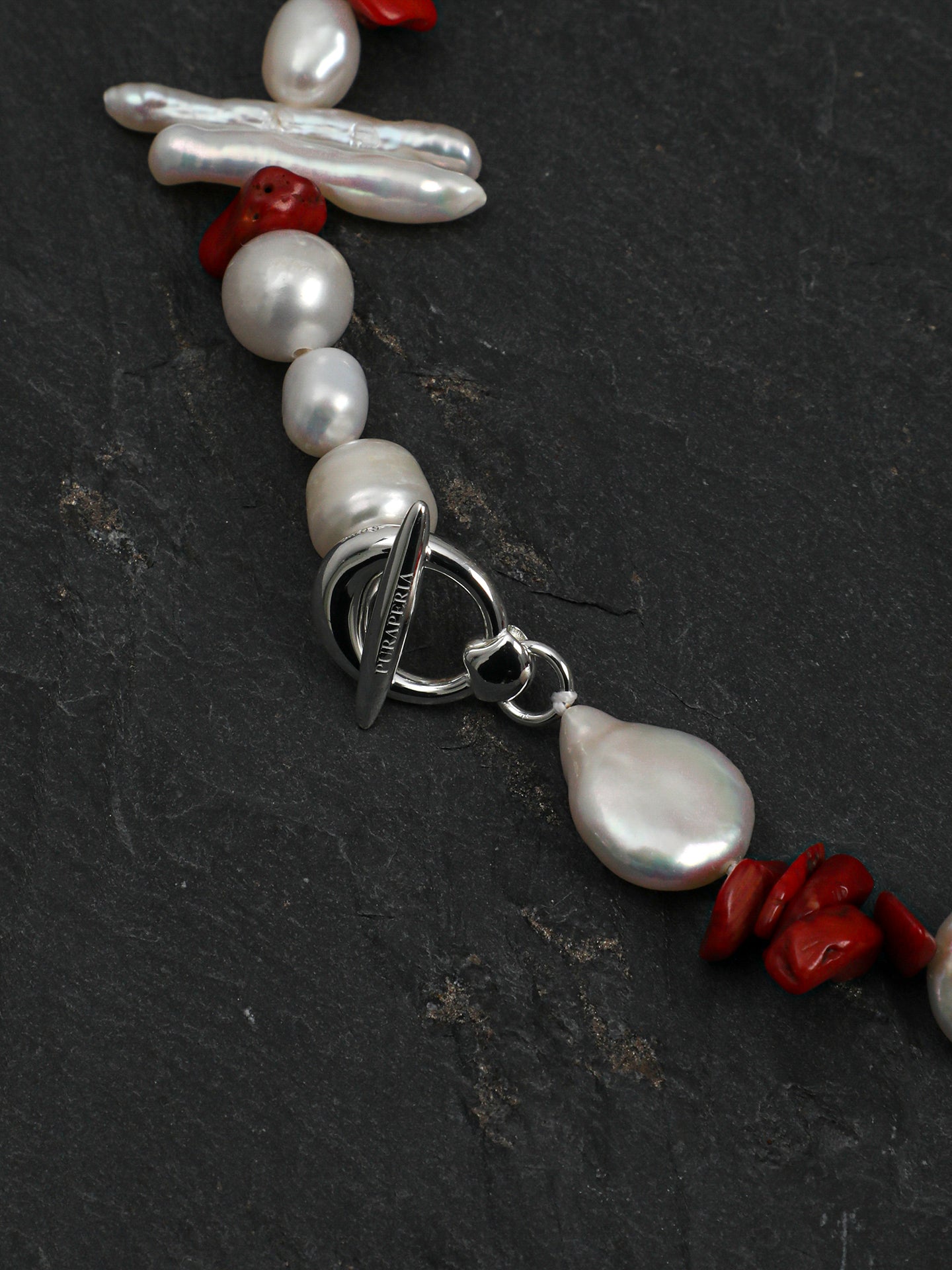 Red Romance Baroque Pearl Necklace — red agate chips, baroque pearls, natural freshw... | SENLORE