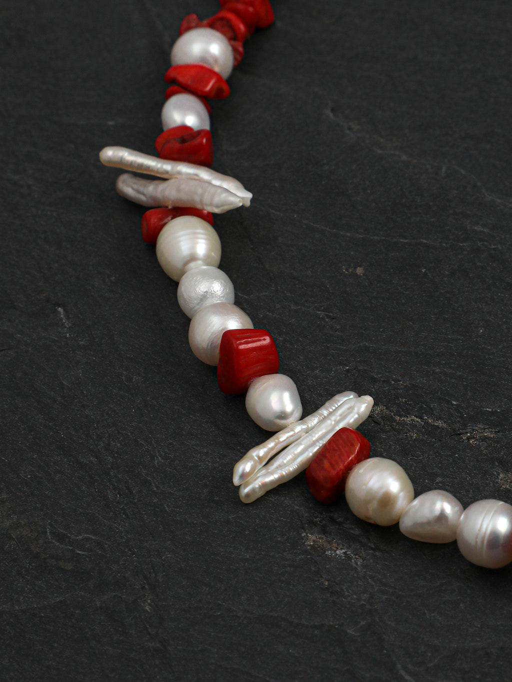 Red Romance Baroque Pearl Necklace — red agate chips, baroque pearls, natural freshw... | SENLORE