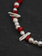 Red Romance Baroque Pearl Necklace — red agate chips, baroque pearls, natural freshw... | SENLORE
