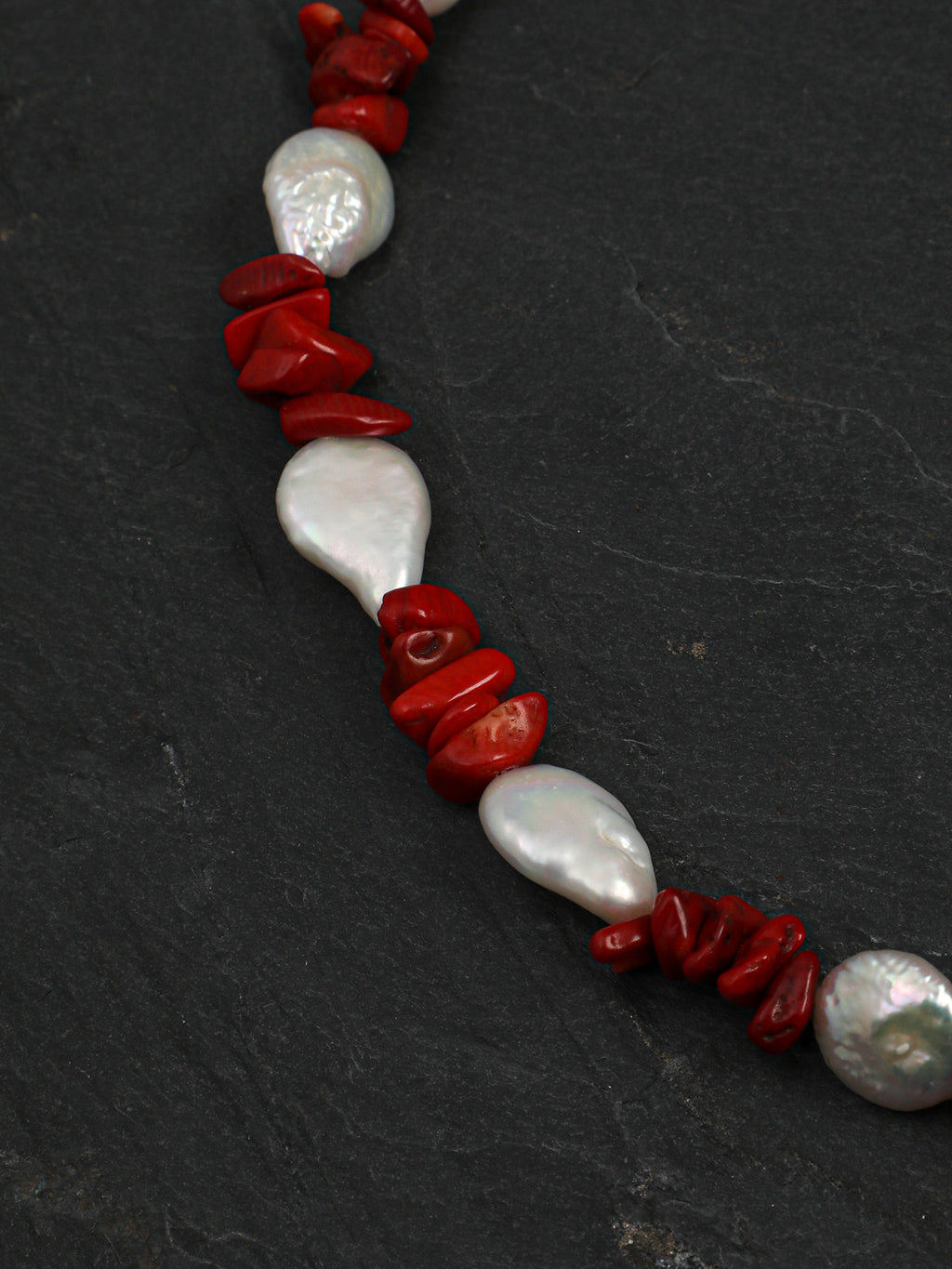 Red Romance Baroque Pearl Necklace — red agate chips, baroque pearls, natural freshw... | SENLORE