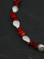 Red Romance Baroque Pearl Necklace — red agate chips, baroque pearls, natural freshw... | SENLORE
