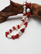 Red Romance Baroque Pearl Necklace — red agate chips, baroque pearls, natural freshw... | SENLORE