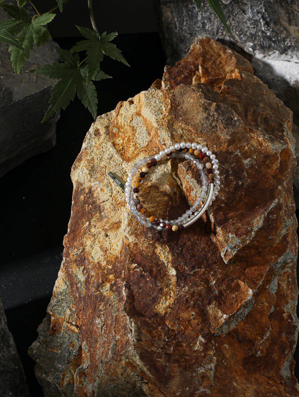 Egg Yolk Stone & Grey Moonstone Pearl Bracelet — freshwater seed pearls, grey moonstone, egg yolk sto... | SENLORE
