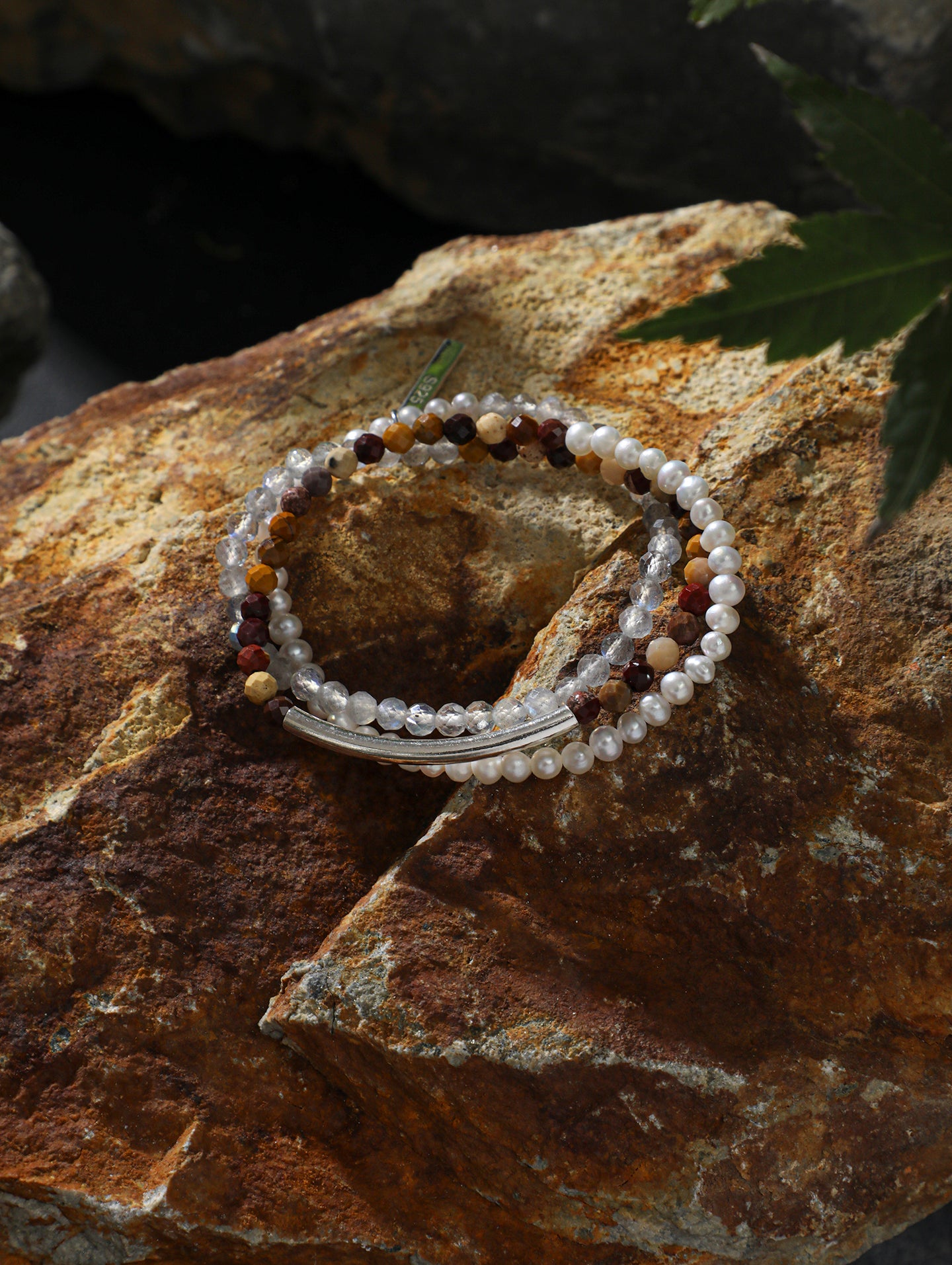 Egg Yolk Stone & Grey Moonstone Pearl Bracelet — freshwater seed pearls, grey moonstone, egg yolk sto... | SENLORE
