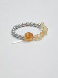 Brazilian Citrine & Grey Pearl Bracelet — freshwater grey seed pearls, citrine chips, Brazilia... | SENLORE