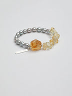 Brazilian Citrine & Grey Pearl Bracelet — freshwater grey seed pearls, citrine chips, Brazilia... | SENLORE