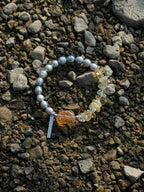 Brazilian Citrine & Grey Pearl Bracelet — freshwater grey seed pearls, citrine chips, Brazilia... | SENLORE