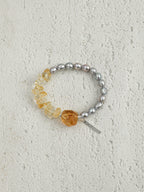 Brazilian Citrine & Grey Pearl Bracelet — freshwater grey seed pearls, citrine chips, Brazilia... | SENLORE