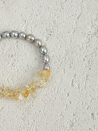 Brazilian Citrine & Grey Pearl Bracelet — freshwater grey seed pearls, citrine chips, Brazilia... | SENLORE