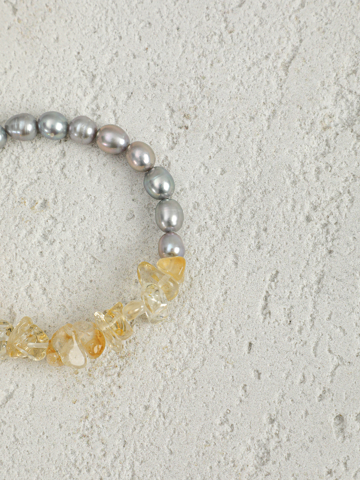 Brazilian Citrine & Grey Pearl Bracelet — freshwater grey seed pearls, citrine chips, Brazilia... | SENLORE