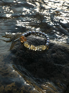 Brazilian Citrine & Grey Pearl Bracelet — freshwater grey seed pearls, citrine chips, Brazilia... | SENLORE