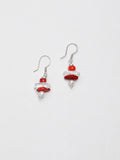 Red Stone Freshwater Pearl Earrings