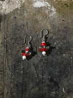 SENLORE Red Stone Freshwater Pearl Earrings – Side View