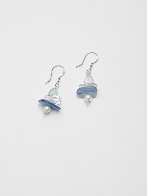 SENLORE Aquamarine Natural Pearl Earrings – Detail Close-up