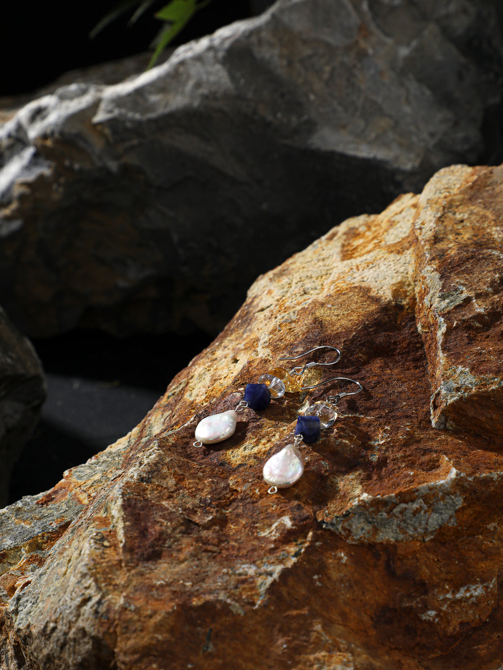 SENLORE Button Baroque Crystal Earrings – Front View