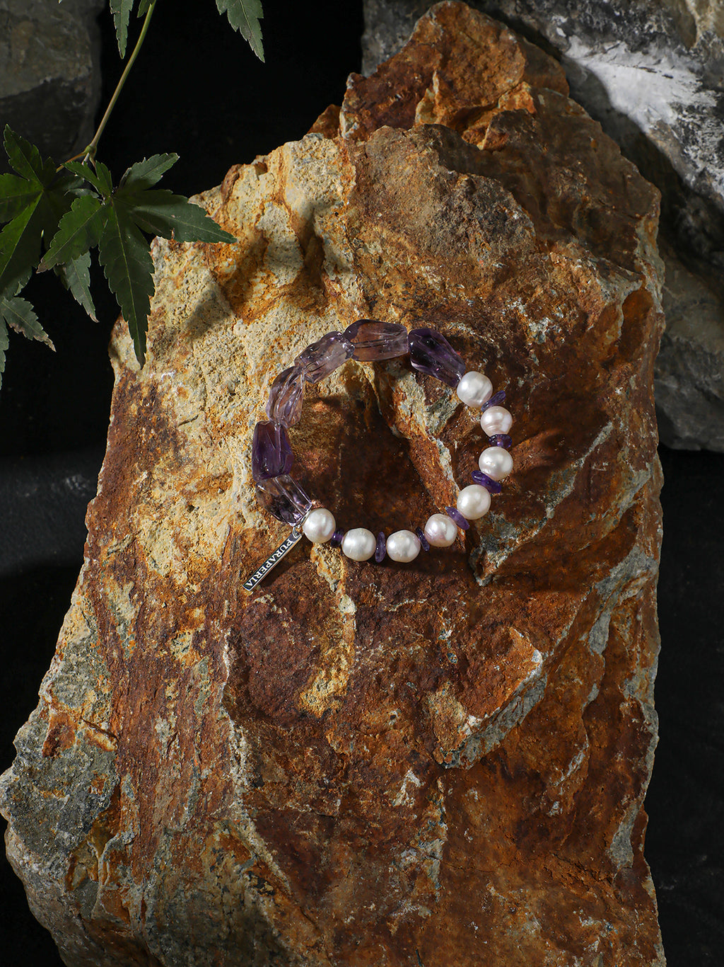 Amethyst Pearl Bracelet — freshwater pearl, amethyst freeform nuggets, am... | SENLORE