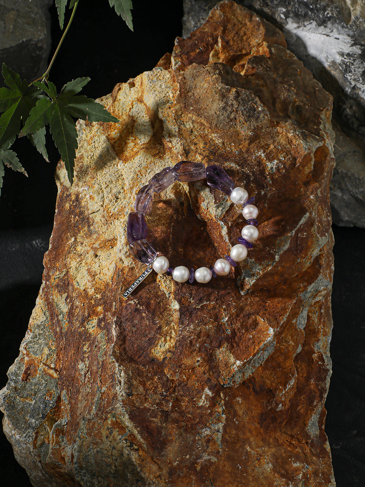 Amethyst Pearl Bracelet — freshwater pearl, amethyst freeform nuggets, am... | SENLORE