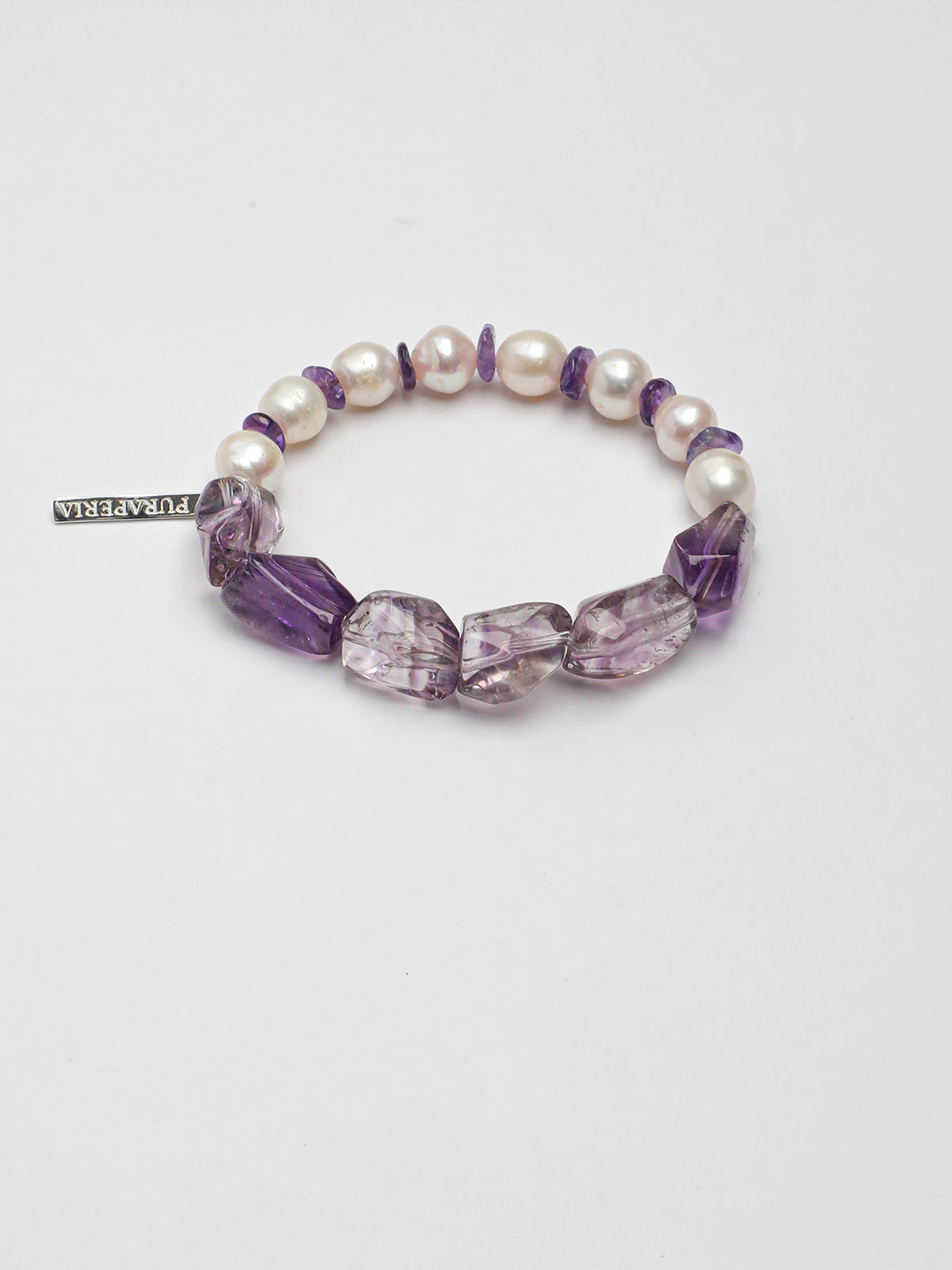 Amethyst Pearl Bracelet — freshwater pearl, amethyst freeform nuggets, am... | SENLORE