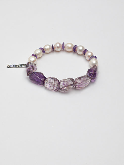 Amethyst Pearl Bracelet — freshwater pearl, amethyst freeform nuggets, am... | SENLORE