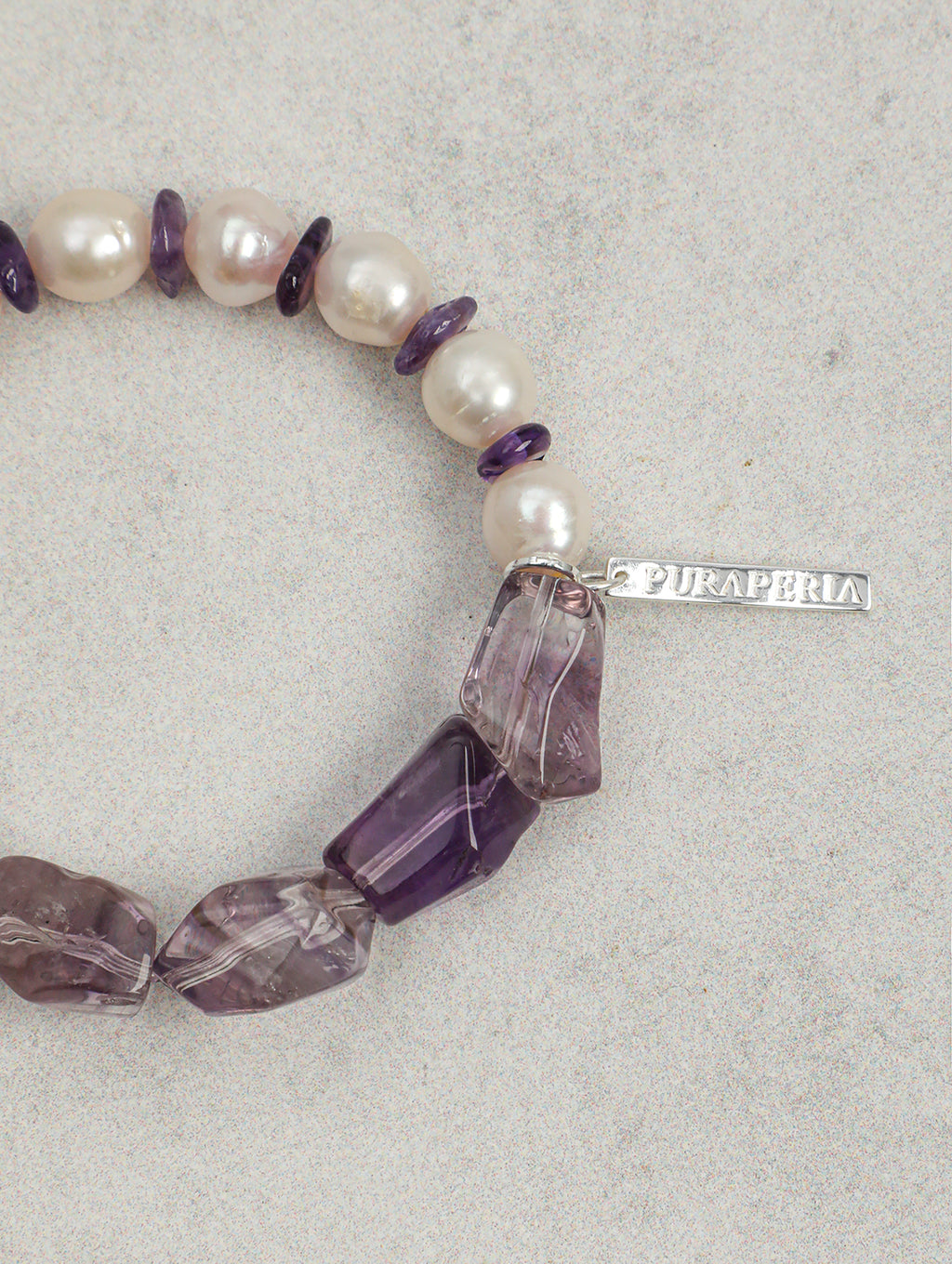 Amethyst Pearl Bracelet — freshwater pearl, amethyst freeform nuggets, am... | SENLORE